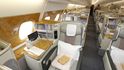 Airbus A380: V business class jsou pohodlné sedačky se spoustou místa, které ocení převážně vysocí lidé.