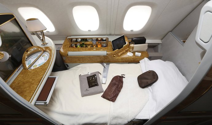 Takto to vypadalo na palubě letounu A380 společnosti Emirates před několika lety.