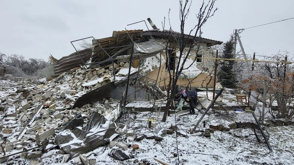 Následky útoku Rusů nedaleko města Kryvyj Rih (8. 1. 2023)