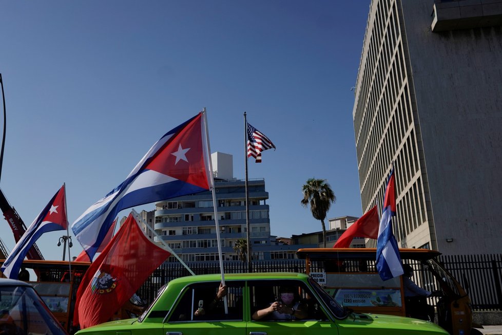 Kubánský protest proti americkému embargu.