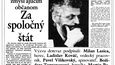 Titulní list týdeníku Kultúrny život z 23. 9. 1991 s textem výzvy „Za společný stát“. Na fotografii Fedor Gál, v roce 1990 čelný představitel Veřejnosti proti násilí.