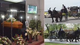 Na poslední rozloučení přivezl zesnulou jezdkyni kočár s koňmi.