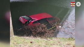 Červená Alfa Romea v řece Svitavě šokovala v neděli dopoledne chodce v Blansku v ulici Poříčí. Nepovedenou jízdu mají na svědomí čtyři mladíci, kteří v noci spěchali do klubu za zábavou.