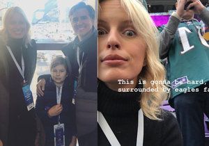 Karolína Kurková byla s rodinou na Super Bowlu.
