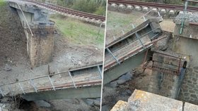 Zřícený železniční most v Kurské oblasti (1.5.2022)
