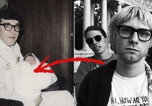 Kurt Cobain nosil stejné brýle jako jeho otec. Na snímku vlevo zřejmě první foto později slavného muzikanta