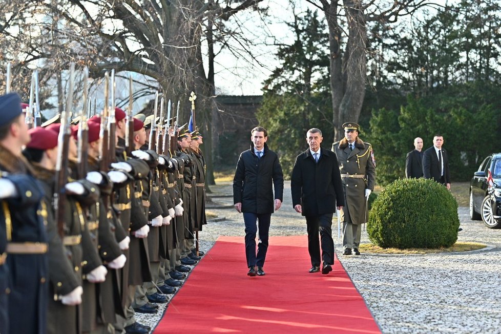 Česko-rakouské vztahy jsou i přes jádro silné, míní Babiš a Kurz, který byl v Praze na návštěvě (16. 1. 2020)