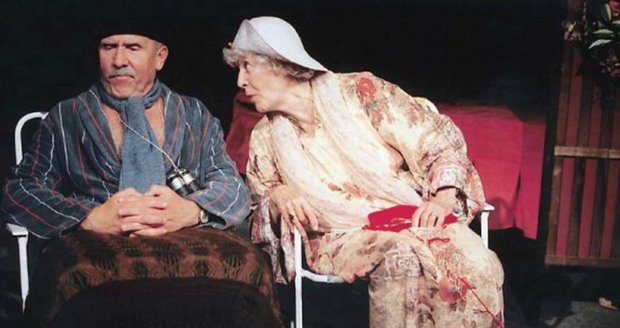 Květa Fialová a Petr Nárožný v divadle