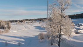 Kvilda na Šumavě zažila mrazivou noc, bylo až -30 °C (19. 1. 2019)