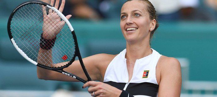 Česká tenistka Petra Kvitová se raduje z vítězství