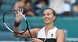 Česká tenistka Petra Kvitová se raduje z vítězství
