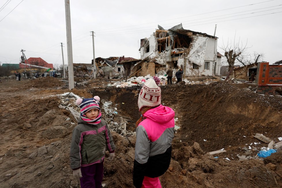 Hlevacha u Kyjeva: Následky ruského ostřelování (26. 1. 2023).