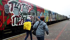 Příjezd prvního vlaku do osvobozeného Chersonu (19. 11. 2022)