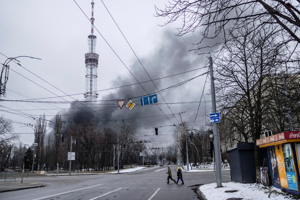 Útok na televizní věž v Kyjevě (1. 3. 2022)