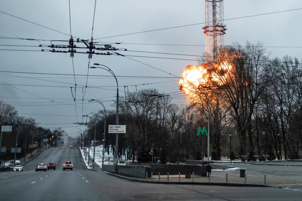 Útok na televizní věž v Kyjevě (1. 3. 2022)
