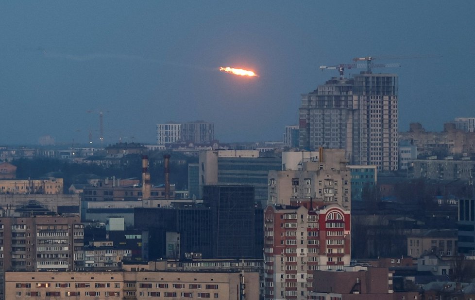 Ruská raketa sestřelená nad Kyjevem (29. 12. 2023)