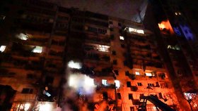 Následky nočního bombardování Kyjeva (25. 2. 2022)
