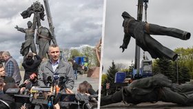 Vitalij Kličko u demontáže sovětského pomníku národní družby