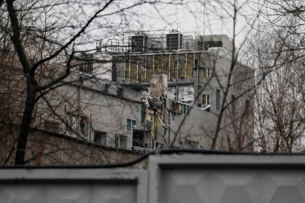 Následky dronového útoku na Kyjev