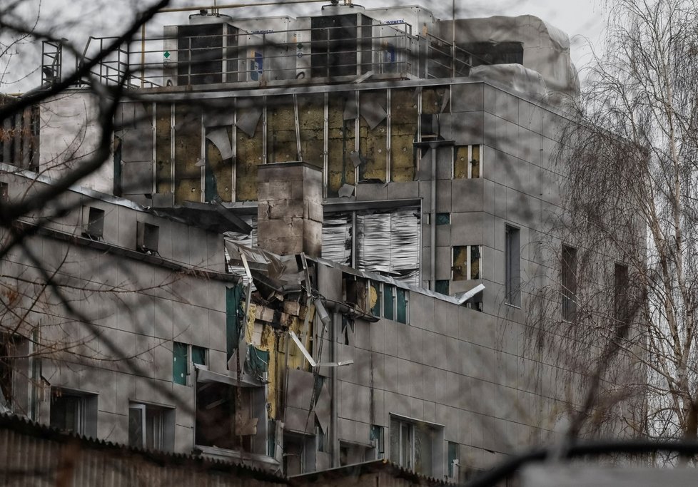 Následky dronového útoku na Kyjev