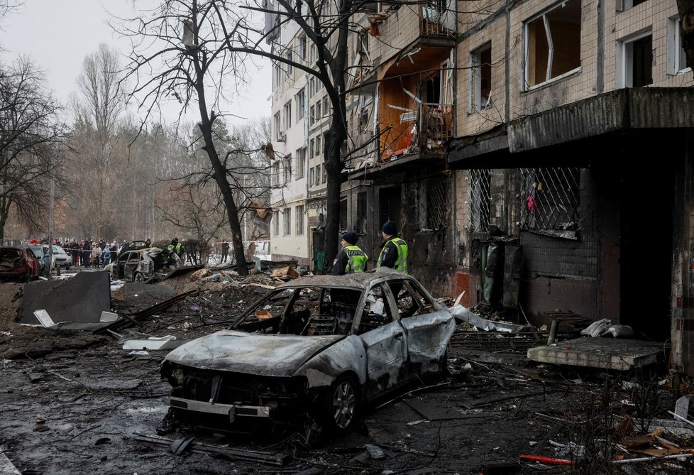 Kyjev po rozsáhlém ruském útoku (13.12.2023)