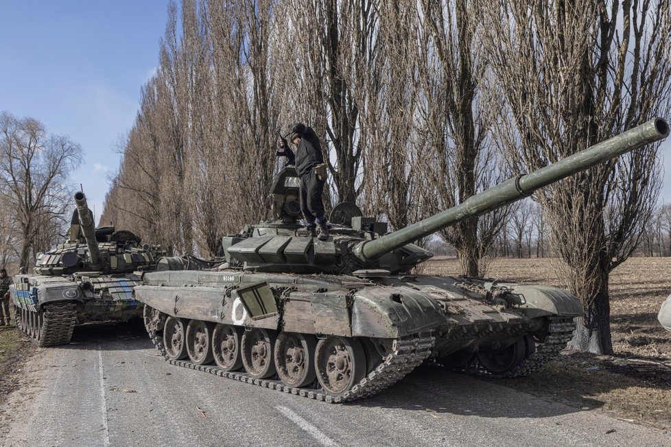 Ukrajinští vojáci v Kyjevské oblasti (27. 3. 2022)