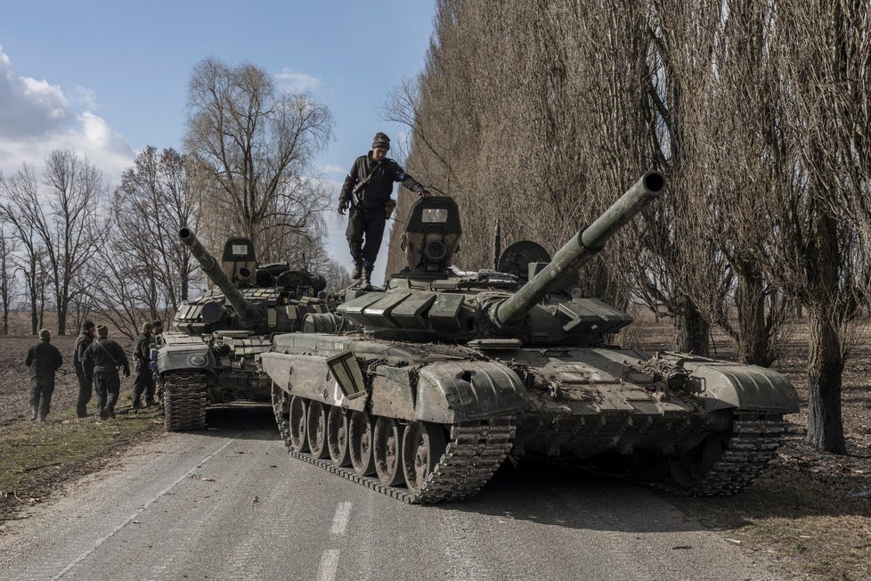 Ukrajinští vojáci v Kyjevské oblasti (27.3.2022)