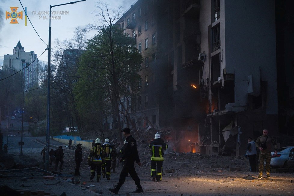 Válka na Ukrajině: Kyjev po nočním ostřelování (29.4.2022)