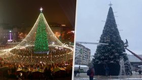 I přes přetrvávající válku v Kyjevě vztyčili vánoční strom.