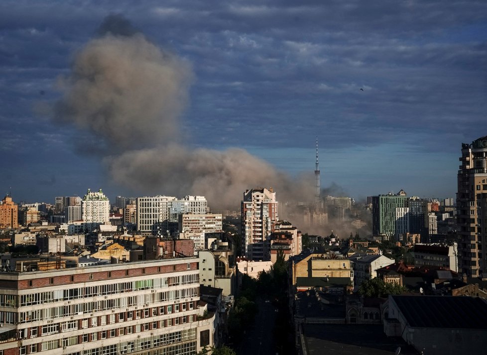 Raketový útok Rusů na Kyjev