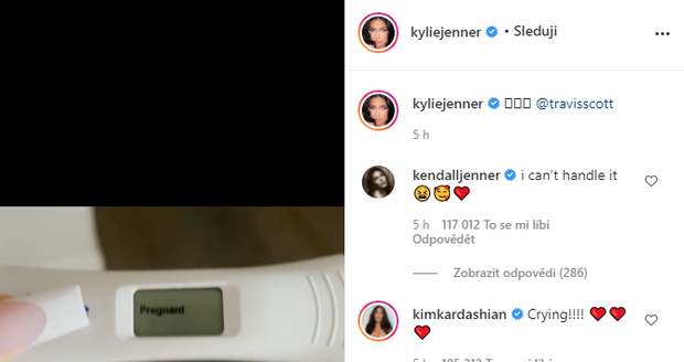 Kylie Jenner oznámila druhé těhotenství.