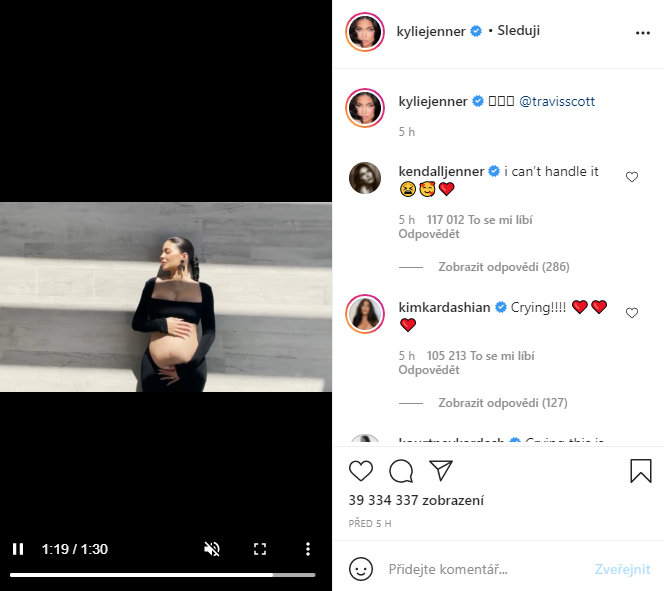 Kylie Jenner oznámila druhé těhotenství.