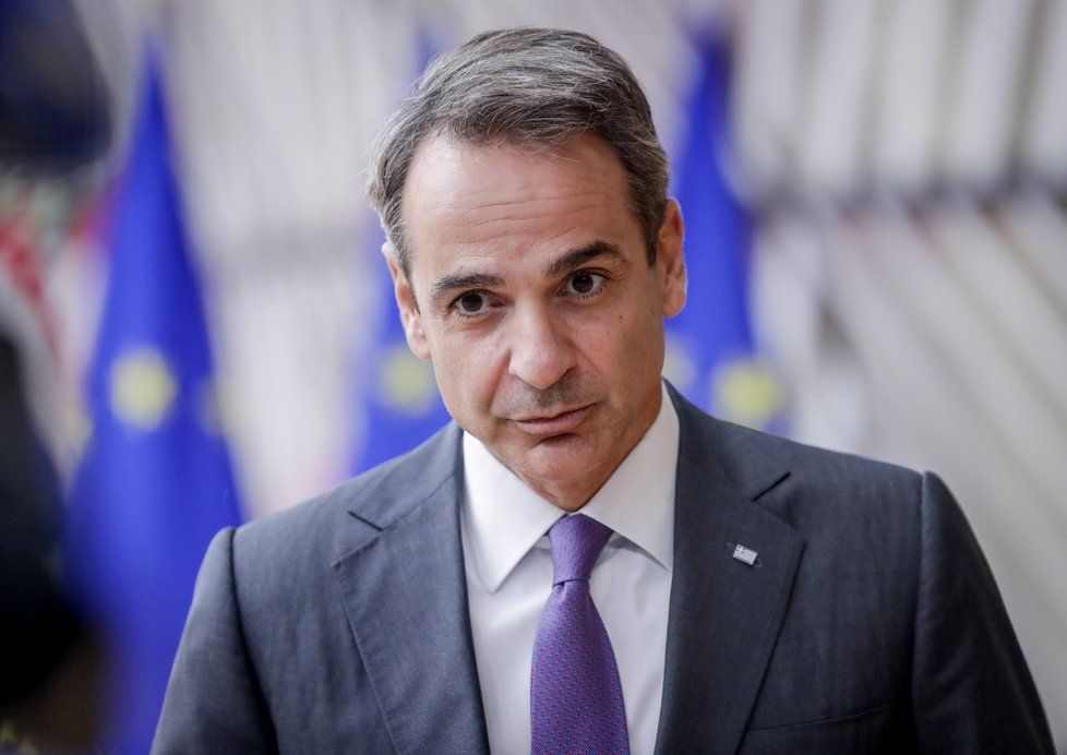 Řecký premiér Kyriakos Mitsotakis na summitu EU