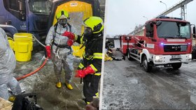 Hasiči na Jesenicku zasahovali u úniku kyseliny sírové: Jeden hasič utrpěl zranění!