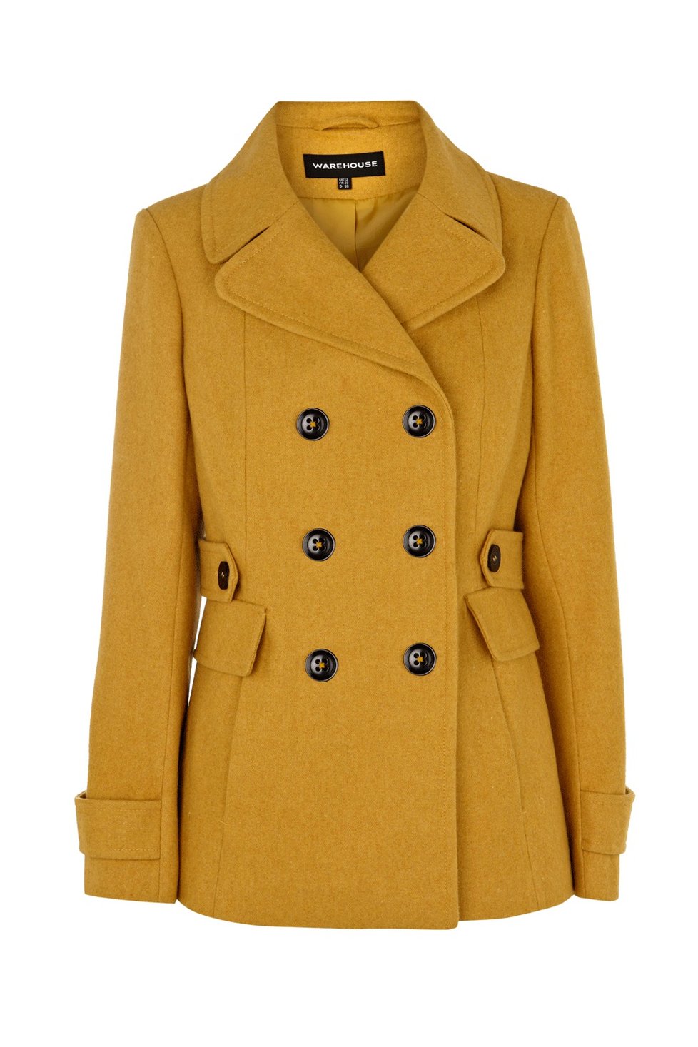 Hořčicově žlutý kabát, La Femme, 1950,- Kč