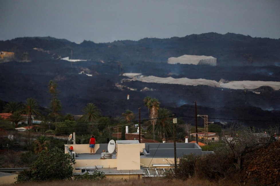 Vulkán na ostrově La Palma pokračuje v chrlení lávy (21.10.2021).