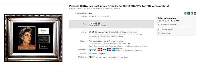 Americký prodejce nabízel za třicet tisíc korun pramínek vlasů zesnulé princezny Diany.