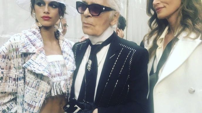 Karl Lagerfeld a modelky Cindy Crawfordová a Kaia Gerberová