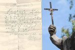 Lahev v podstavci sochy sv. Františka Xaverského skrývala devadesát let starý krasopisně vyhotovený dopis pro budoucí generace.