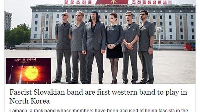 Fašistická slovenská kapela bude jako první kapela ze Západu hrát v Severní Korei, napsal britský Daily Mail o skupině Laibach