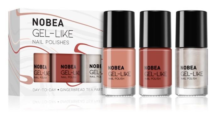 Sada laků na nehty Gingerbread Tea Party, Gel-Like, Nobea, notino.cz, 222 Kč, 3x/6 ml