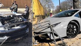 Řidič naboural luxusní Lamborghini Huracan Performante v hodnotě 7,5 milionu Kč.