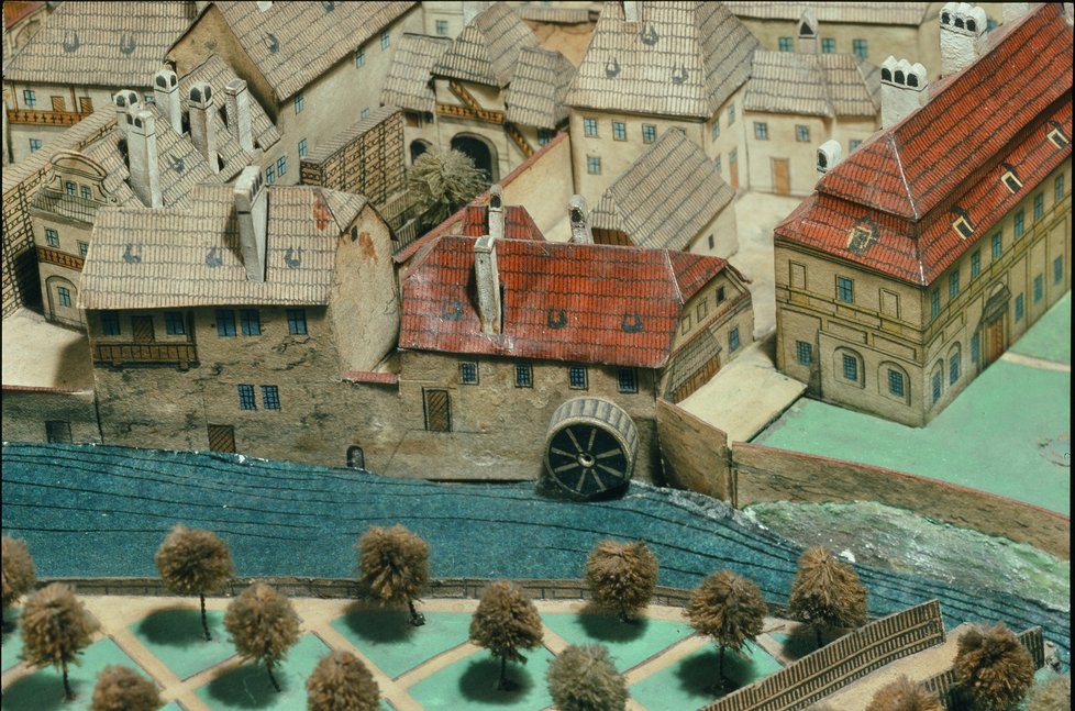 Langweilův model v Muzeu hlavního města Prahy - Mlýn na Čertovce na Malé Straně