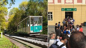 Lanová dráha na Petřín se nárazově potýká s nápory turistů.