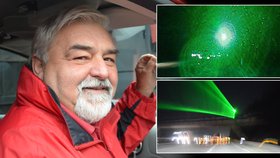 Podnikatel Oldřich Meduna (60) má přímý zásah laserem na dálnici D1 zaznamenaný v půjčené digitální kameře.