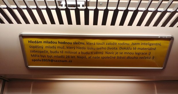 Pražan hledá lásku svého života skrze inzerát v metru. Doufá, že konečně potká tu pravou.