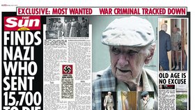 Dopadení nacisty Csatáryho na stránkách anglického plátku The Sun