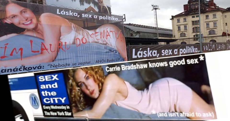 Laura Janáčková (ANO, nahoře) se inspirovala seriálem Sex ve městě (dole)