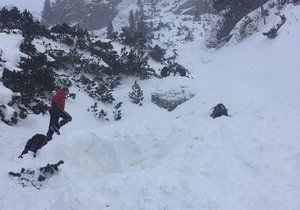 Záchranné práce ve Vysokých Tatrách po pádu laviny. Petra se zpod sněhu živého dostat nepodařilo.