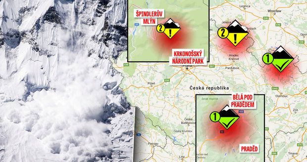 Laviny hrozí v Česku v Jeseníkách i Krkonoších. Nížiny sevře mráz